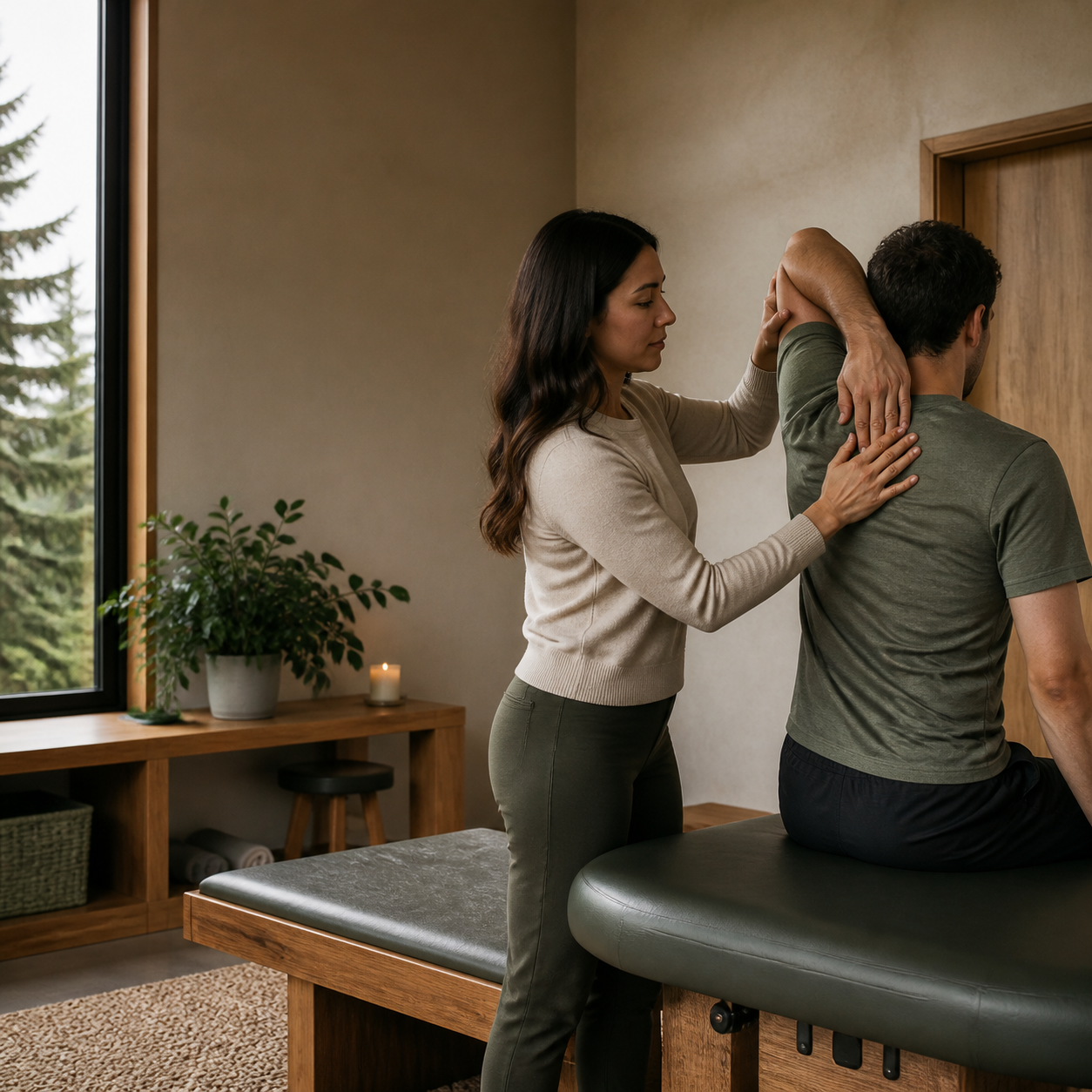 Physical therapy care in a warm Pacific Northwest wellness studio